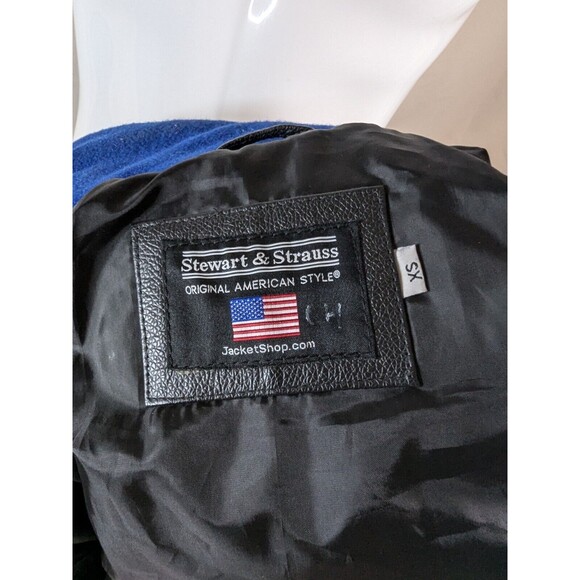 Vintage Stewart Strauss Letterman Varsity Jacket XS Blue And White [A18] - Picture 5 of 9